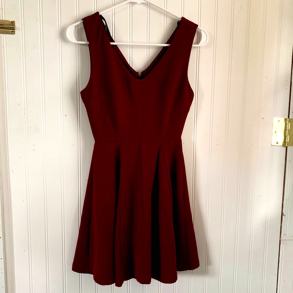 Forever 21 Maroon Flare Mini-Dress, S